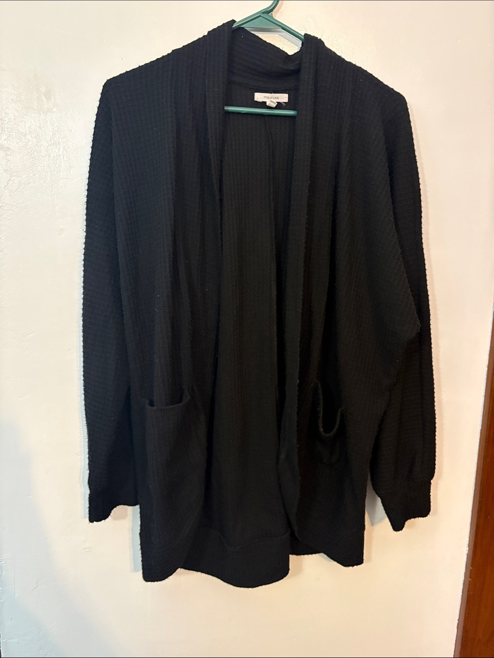 Maurice’s Black Waffle-Knit Open Cardigan Size Medium - Picture 2 of 5
